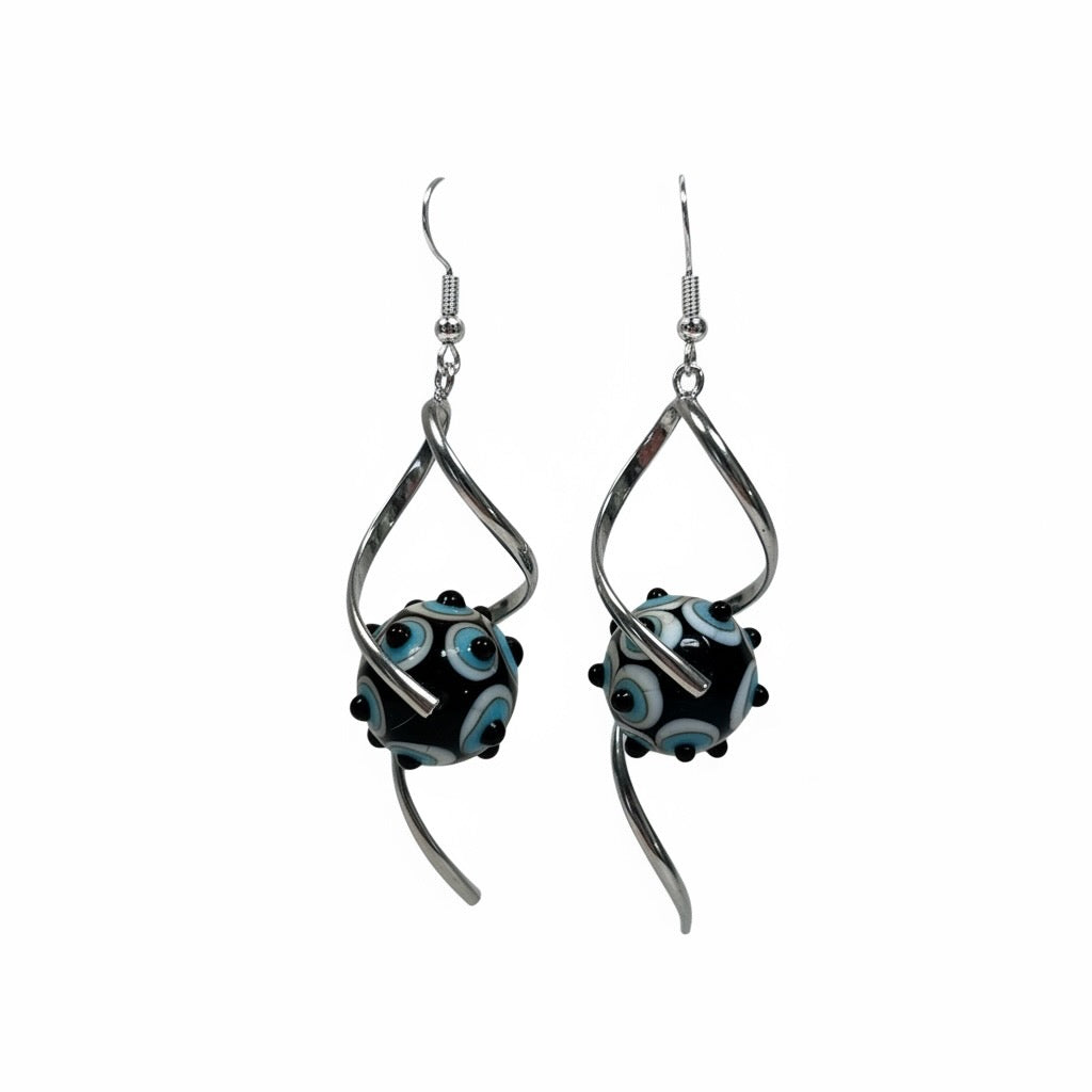 BumpySwirrl Lampwork Earring
