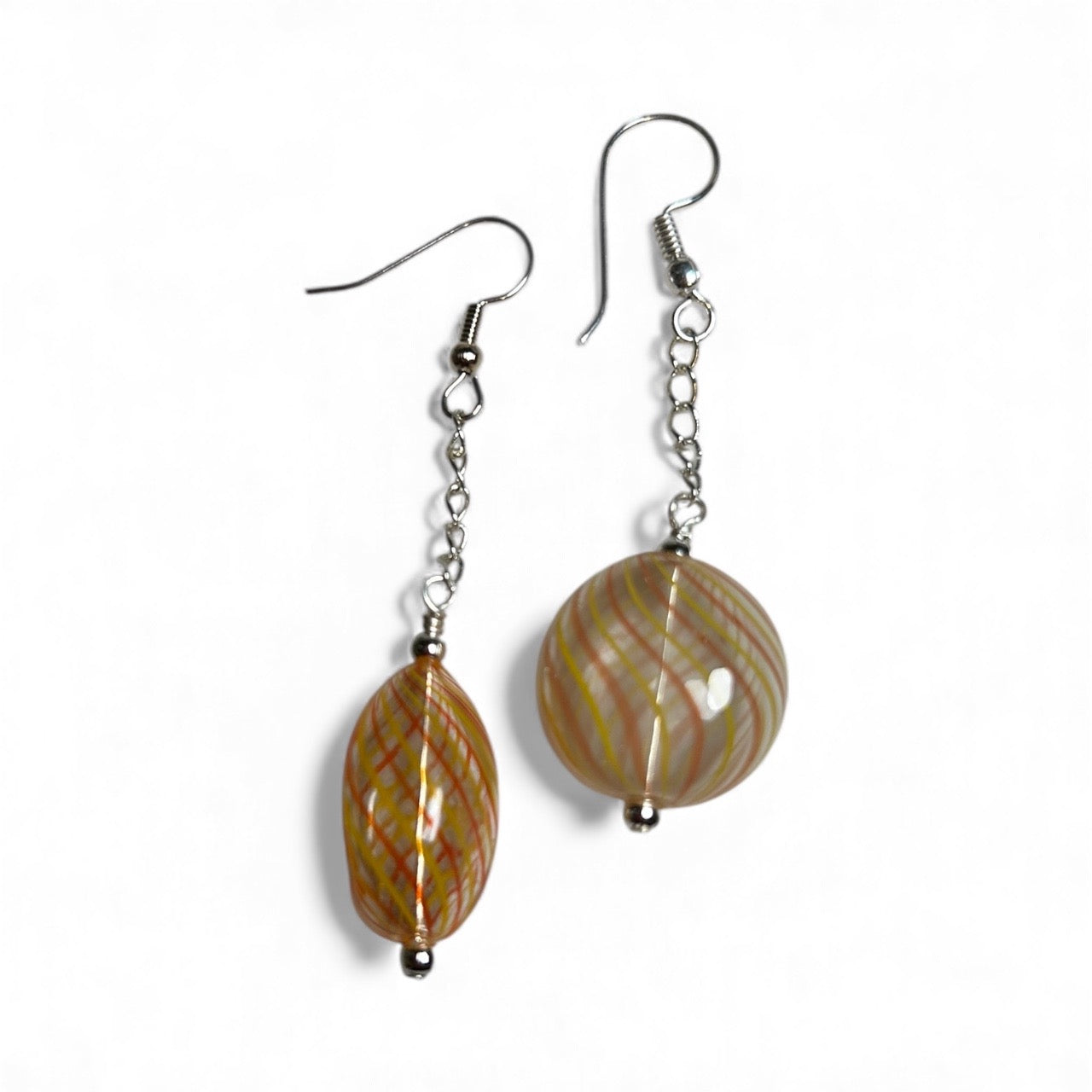 Assymetrical Venetian Earrings Orange