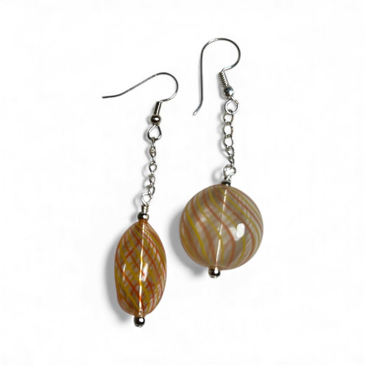 Assymetrical Venetian Earrings Orange