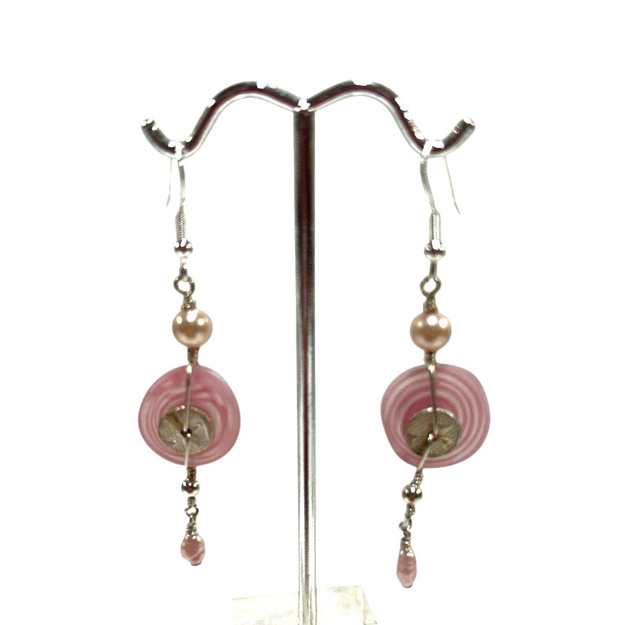 Pink Disk Earrings