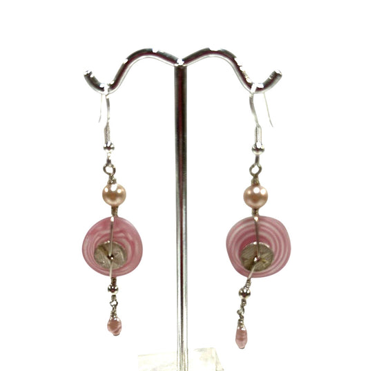 Pink Disk Earrings