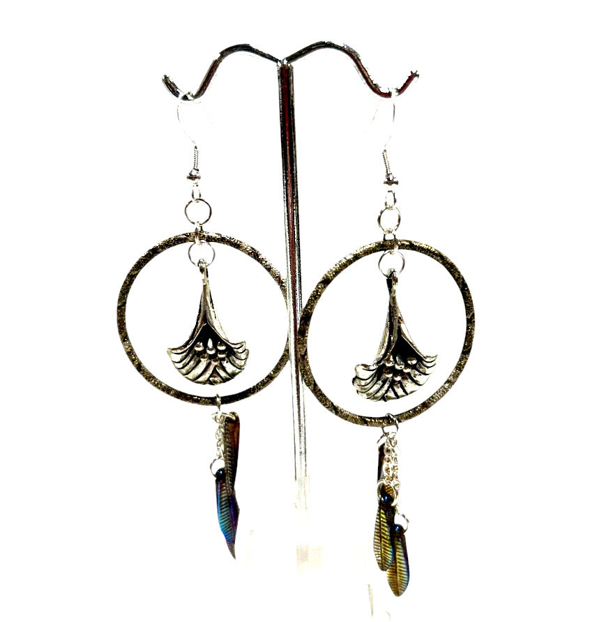 Dangle Earrings With Hoop and Trumpet